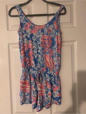 Lilly Pulitzer Blue and Pink Floral Tank Romper